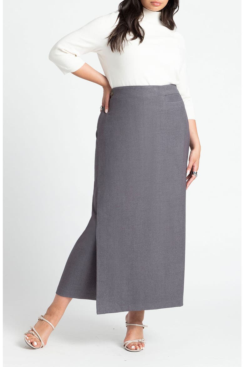Maxi Column Wrap Skirt, Alternate, color, GREY