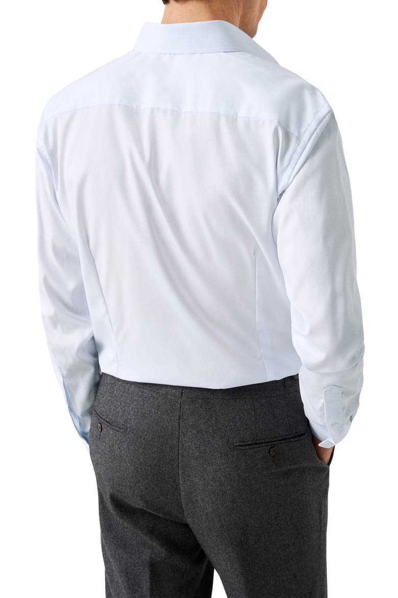 Slim Fit Pinstripe Cotton Twill Dress Shirt, Alternate, color, LIGHT BLUE