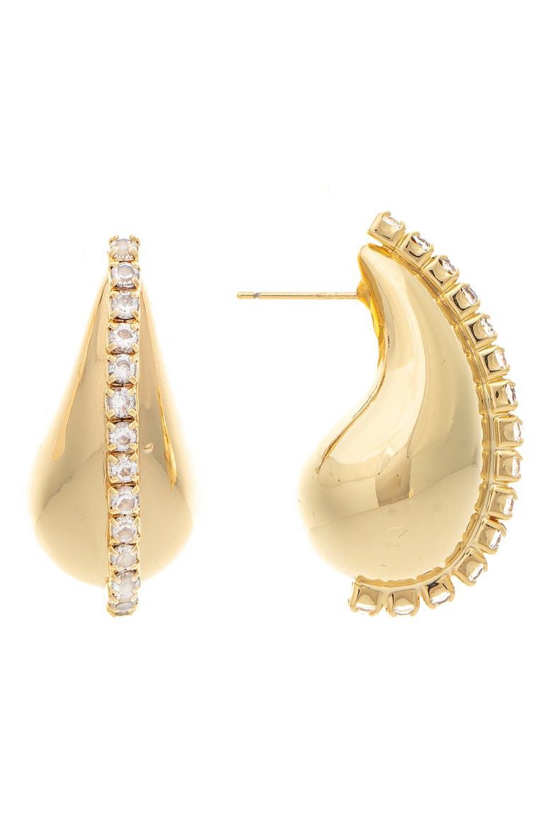 18K Gold Plated Cubic Zirconia Teardrop Earrings, Main, color, 18K GOLD CLAD