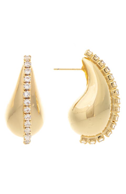 18K Gold Plated Cubic Zirconia Teardrop Earrings