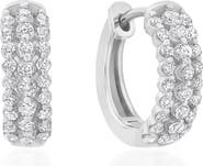 Crislu Triple Row Huggie Hoop Earrings