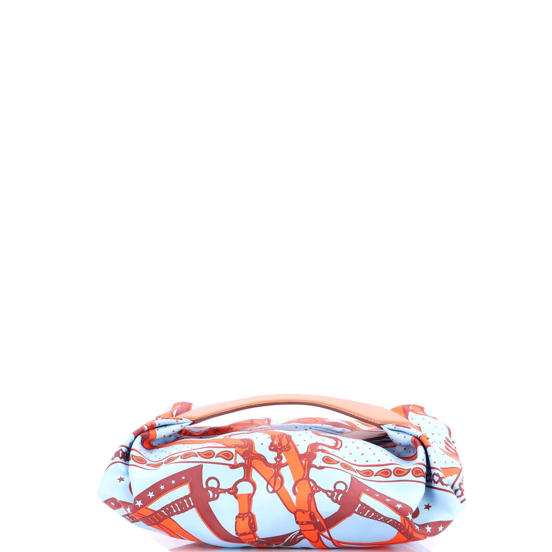 Pre-Owned Hermes Balusoie Bag Printed Silk and Leather, Alternate, color, Blue