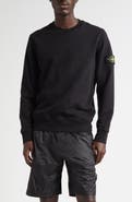 Stone Island Compass Logo Patch Cotton Crewneck Sweatshirt