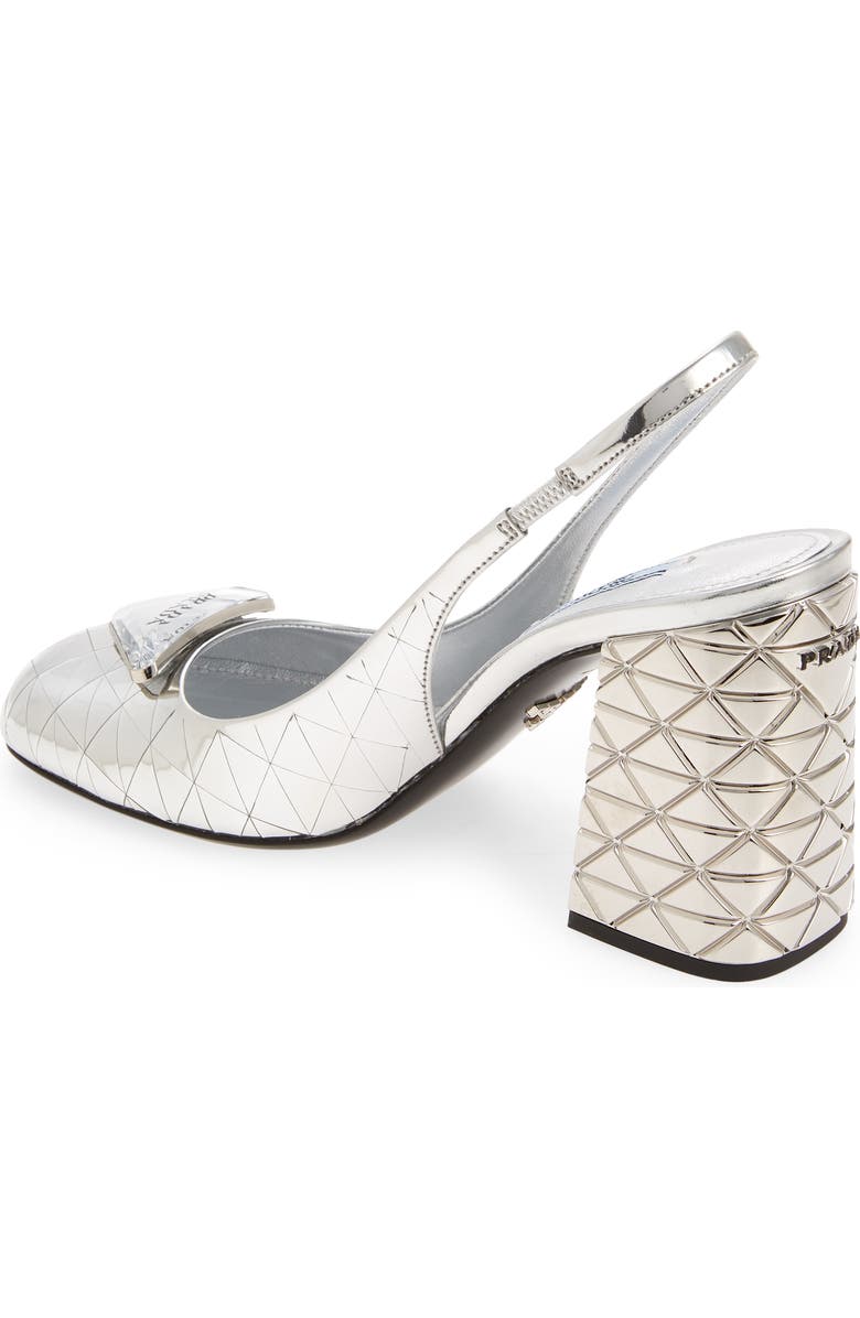 Prada Logo Metallic Slingback Sandal, Alternate, color,