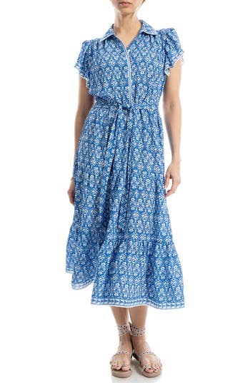 Max Studio Floral Tie Front Shirtdress