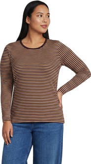 Lands' End Plus Size Long Sleeve Micro Rib T-Shirt
