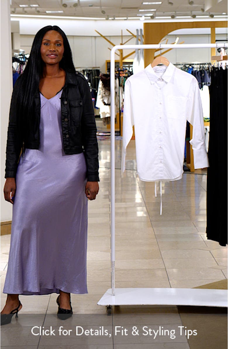 Yacra Lace-Up Back Cotton Button-Up Shirt, sales video thumbnail