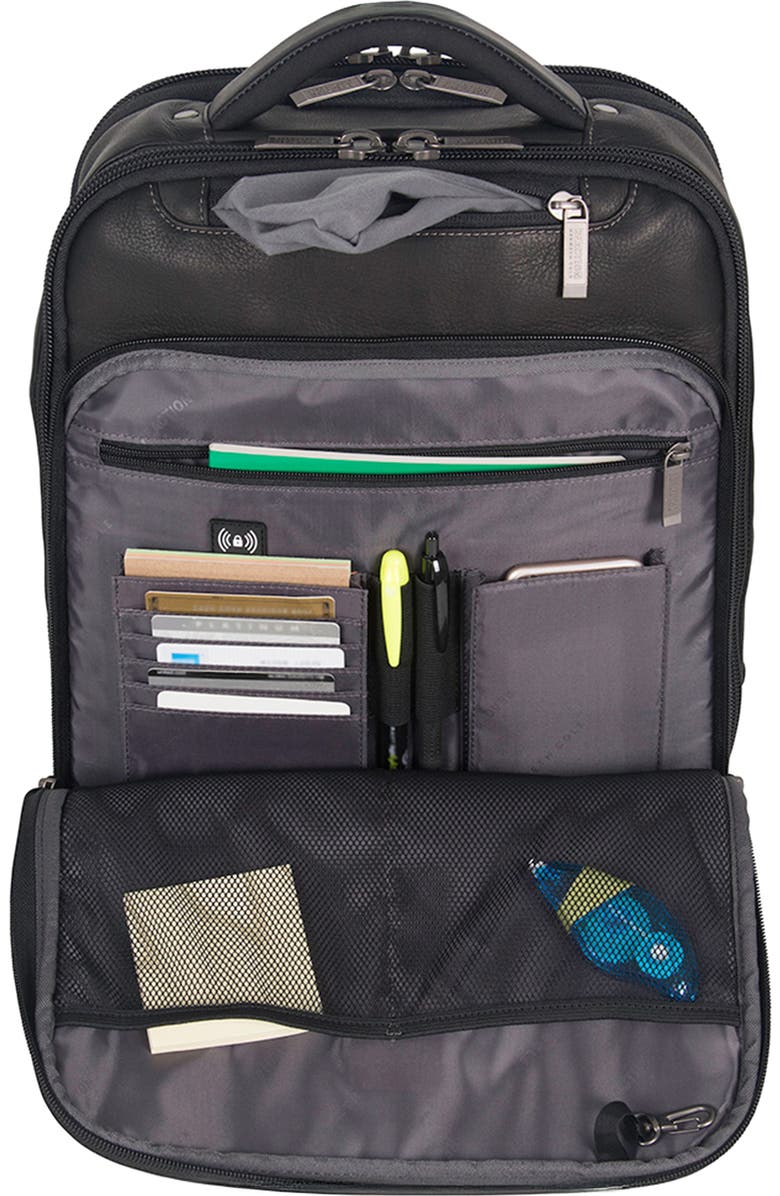 Kenneth Cole Colombian Leather Backpack, Alternate, color, Black