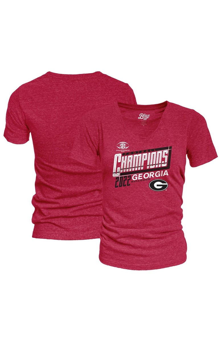 BLUE 84 Women's Blue 84 Red Georgia Bulldogs 2022 SEC Football Conference Champions Locker Room V-Neck T-Shirt, Main, color, 