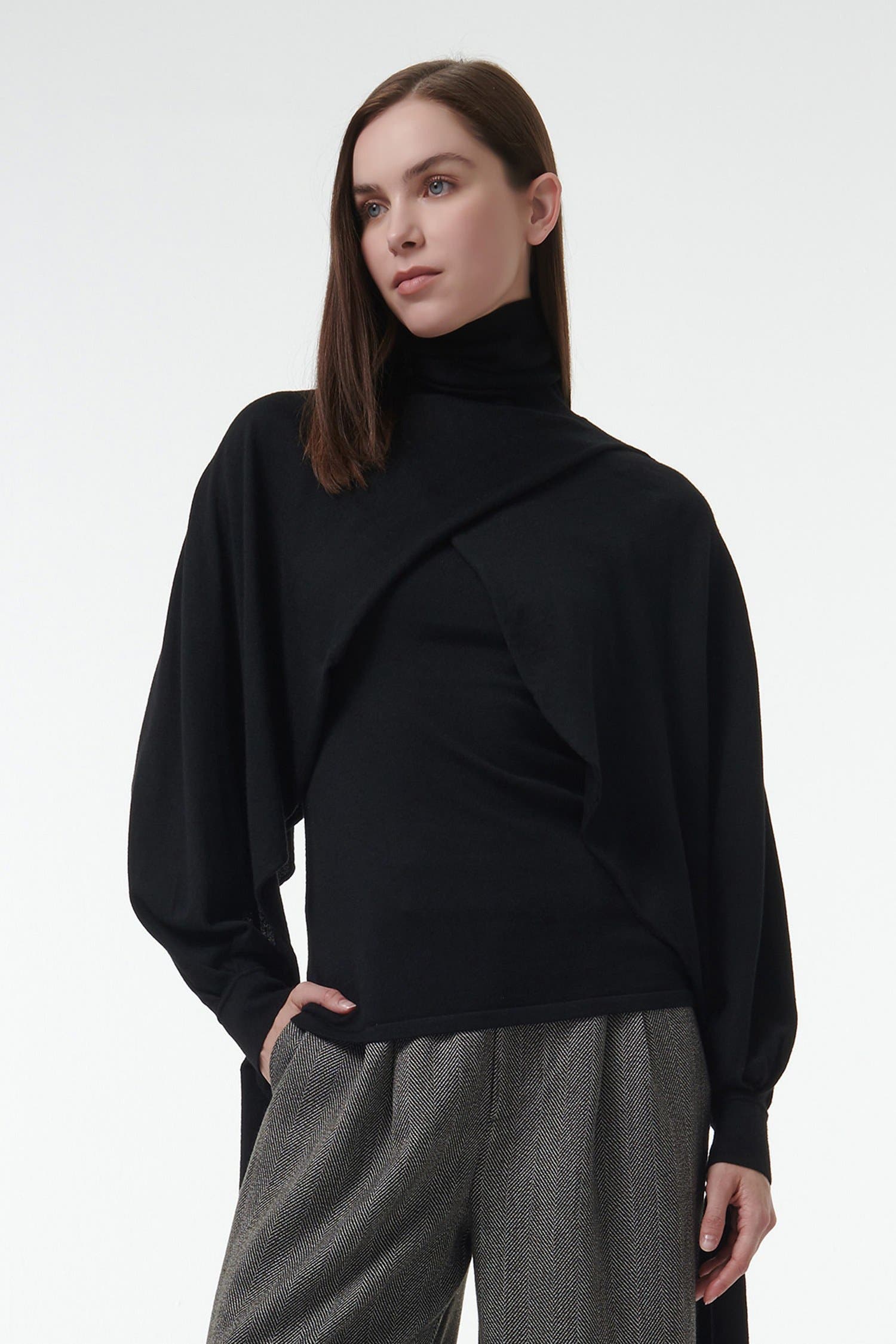 Layered Butterfly Sleeve Knitted Sweater - image 2