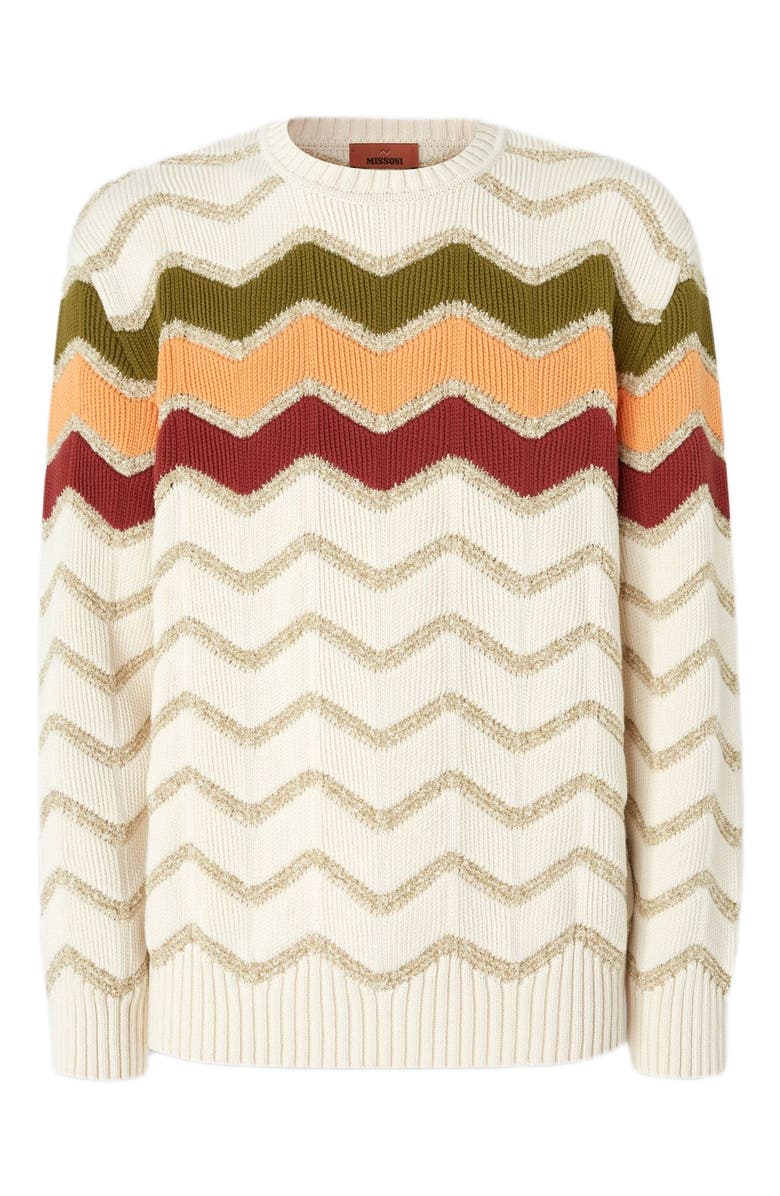 Missoni Crew-neck Pullover With Macro Zigzag And Mélange Details, Alternate, color, 