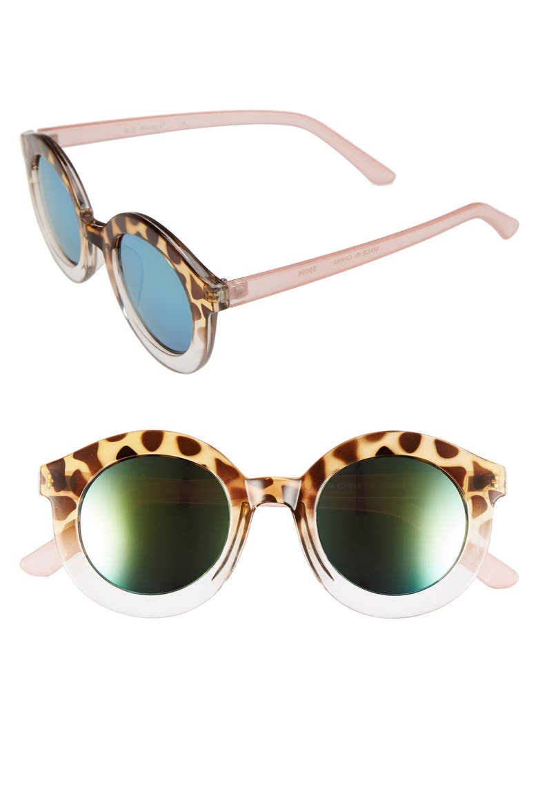 'Dingdong' 44mm Sunglasses, Main, color, TORTOISE/ CRYSTAL PINK