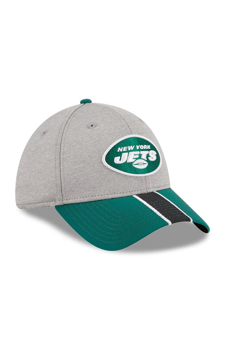 New Era Men's New Era Heather Gray/Green New York Jets Striped 39THIRTY Flex Hat, Alternate, color, Heather Gray