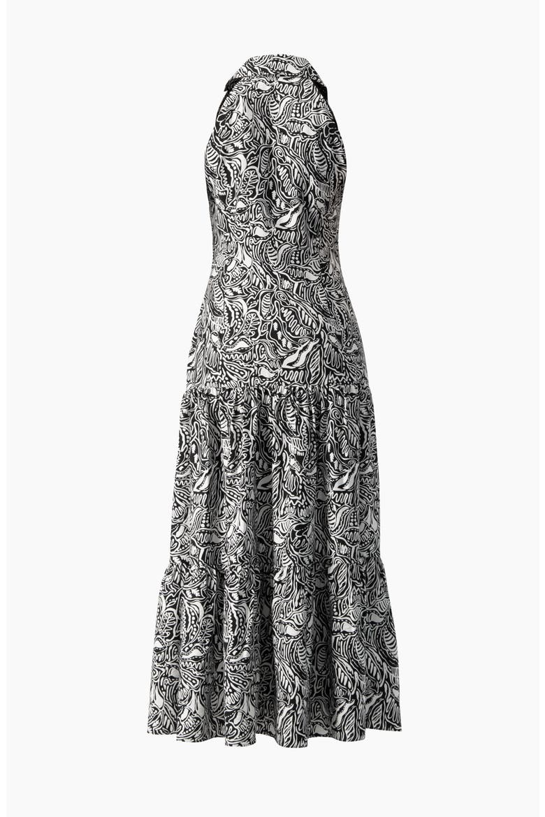 Abstract Graphic Print Halter-Neck Fitted Maxi Dress, Alternate, color, Black