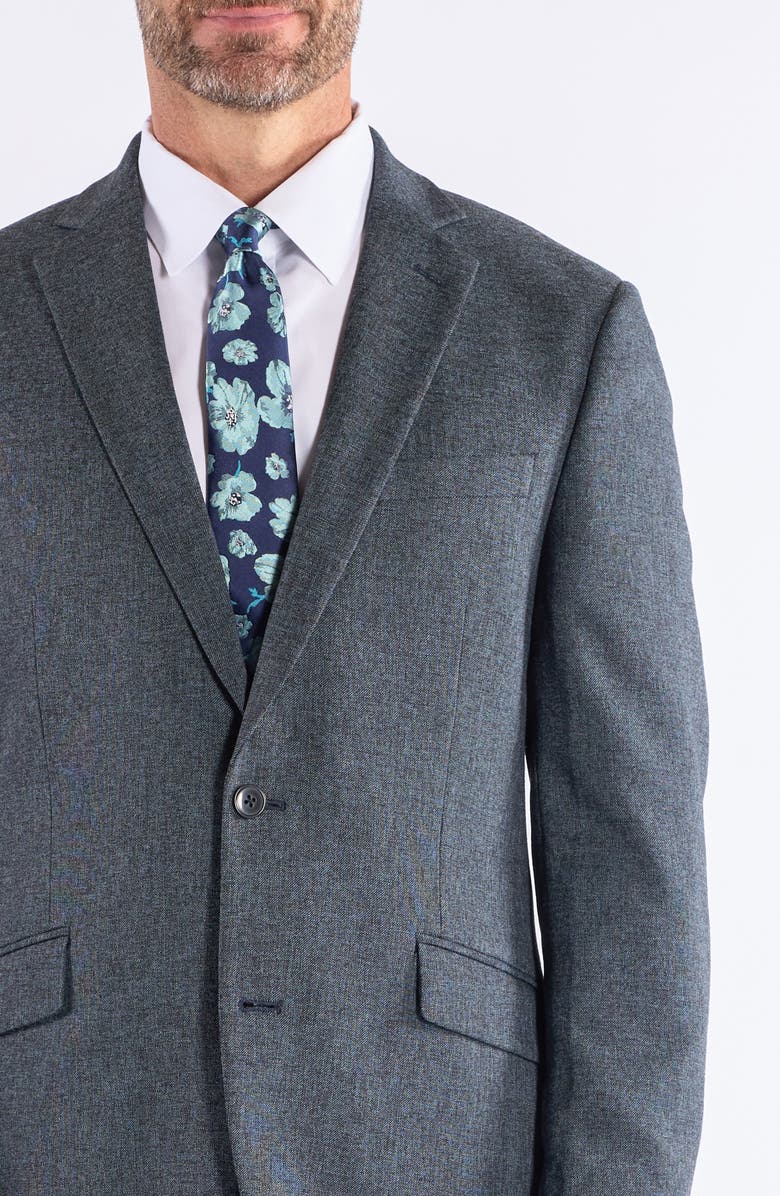 SAVILE ROW CO Hoxton Trim Fit Charcoal Notch Lapel Knit Suit, Alternate, color, Grey