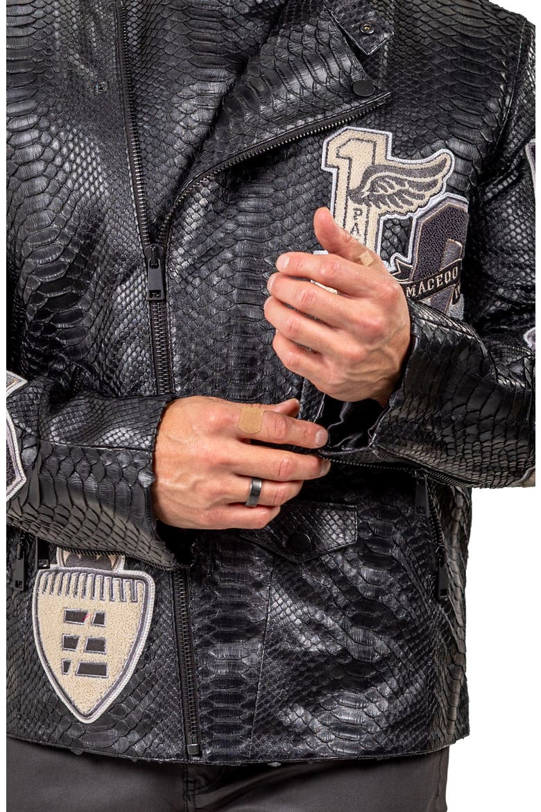 Marthyr Python Embossed Faux Leather Jacket, Alternate, color, BLACK