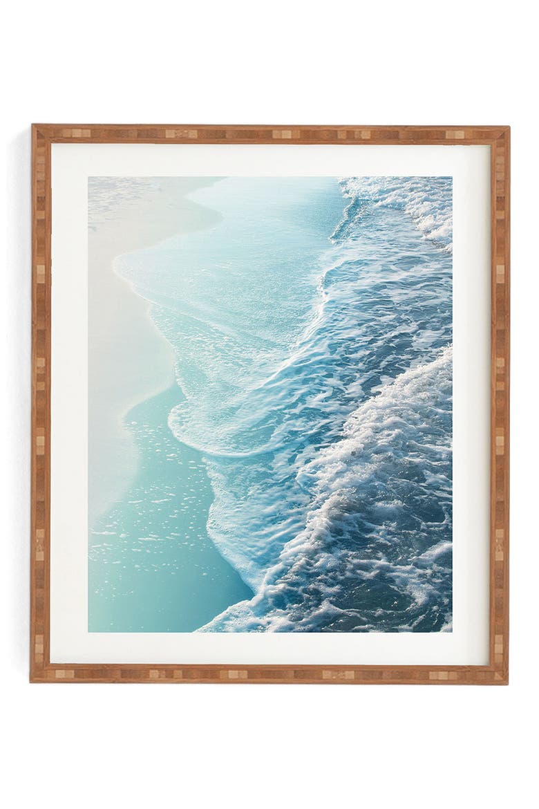 Soft Turquoise Ocean Dream Wave Framed Wall Art, Main, color, BAMBOO FRAME 11X13