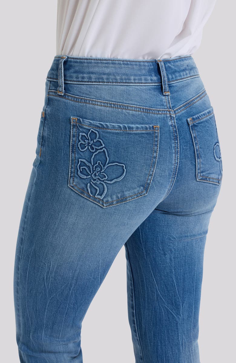 NYDJ Marilyn Floral Pocket Ankle Straight Leg Jeans, Alternate, color, Pacifica