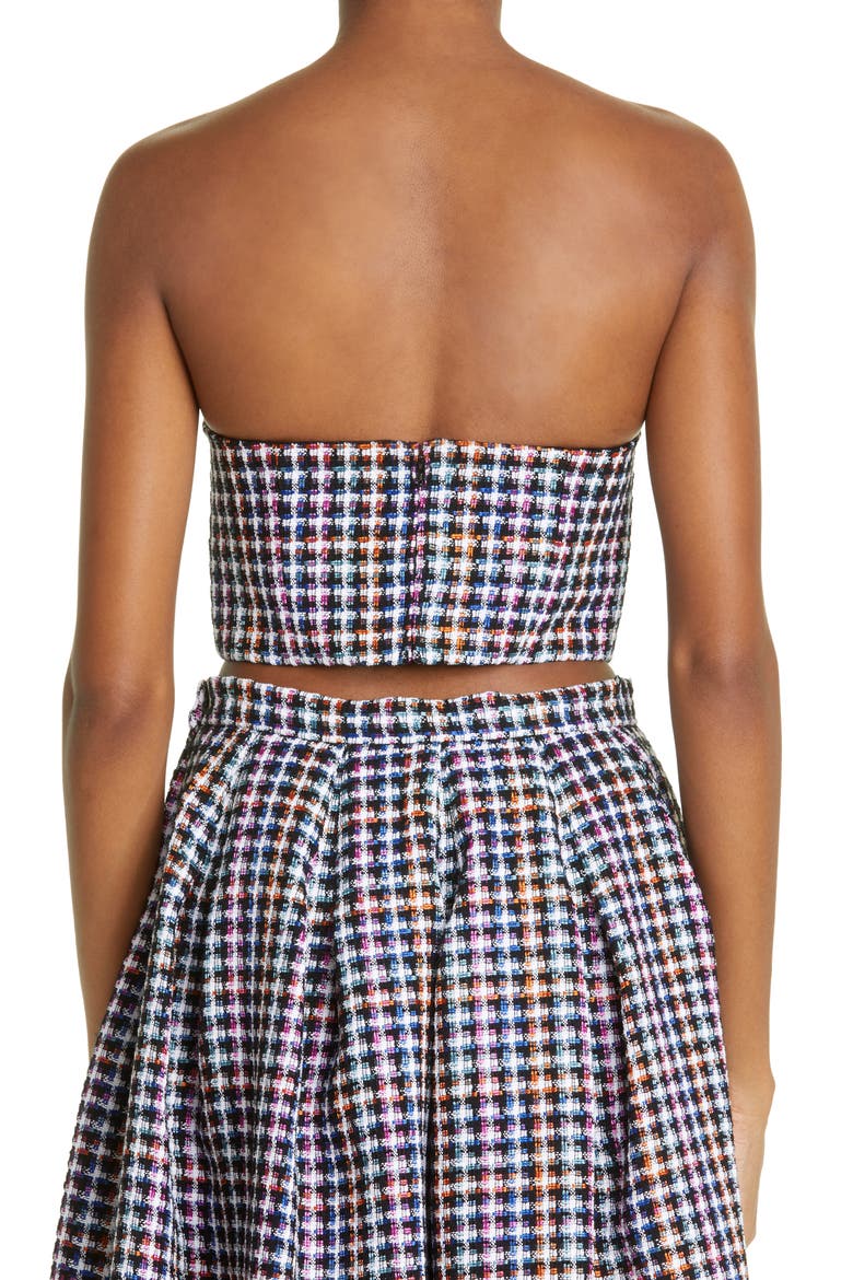 Strapless Check Tweed Crop Top, Alternate, color, MULTI-COLOR