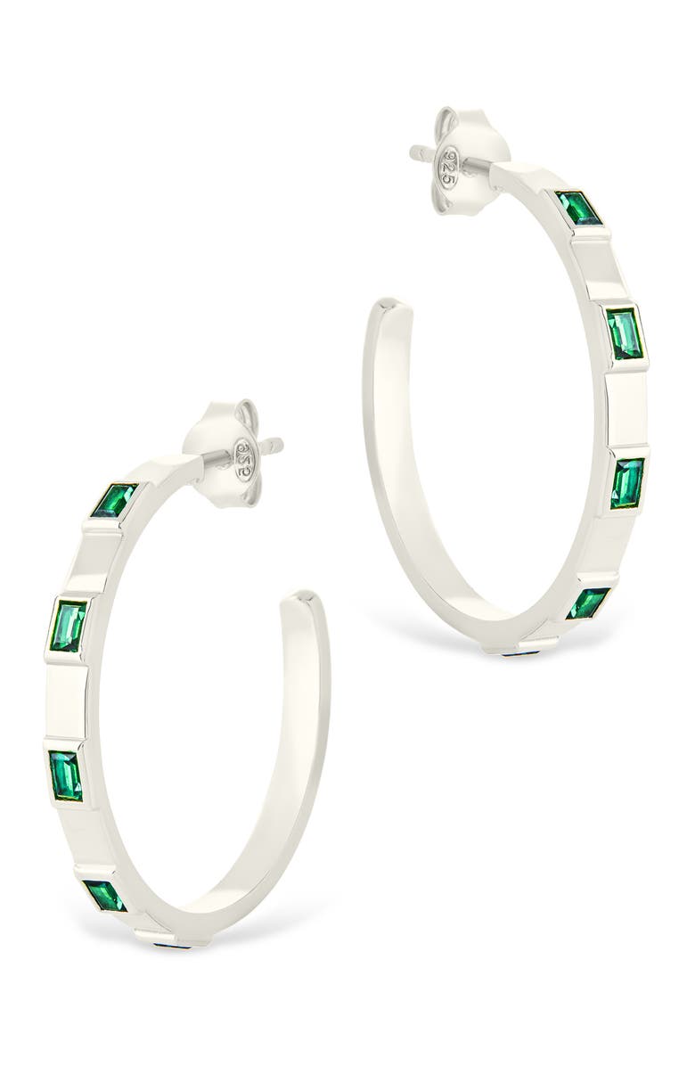 Sterling Forever Asher Cubic Zirconia Hoop Earrings, Alternate, color, Silver