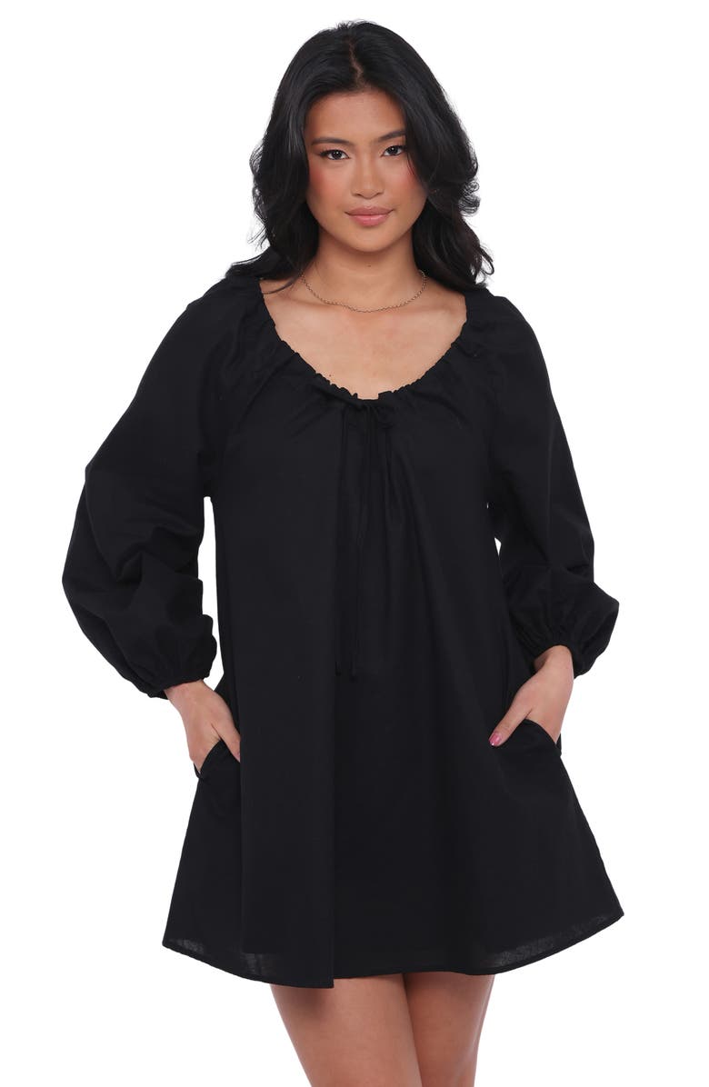 Petal & Pup Walker Long Sleeve Cotton & Linen Minidress, Alternate, color, 