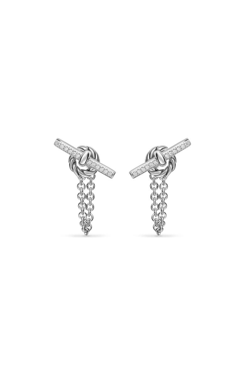 David Yurman Mercer<sup>®</sup> Petite Toggle Chain Stud Earrings in Sterling Silver with Diamonds, 38.2mm, Main, color, Diamond