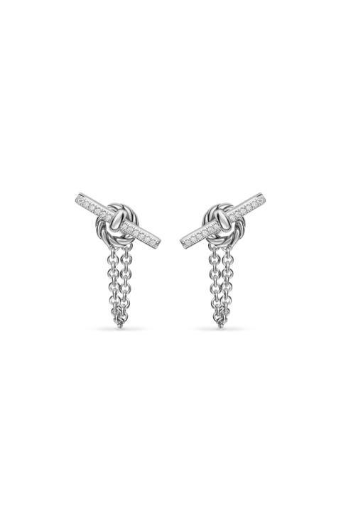 Mercer® Petite Toggle Chain Stud Earrings in Sterling Silver with Diamonds, 38.2mm