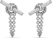 David Yurman Mercer® Petite Toggle Chain Stud Earrings in Sterling Silver with Diamonds, 38.2mm
