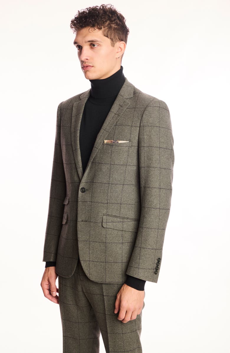 PAISLEY & GRAY Dover Slim Fit Sage Windowpane Wool Blend Blazer, Alternate, color, Sage Windowpane