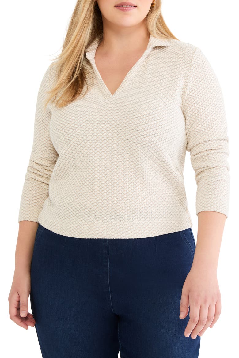 Textured Johnny Collar Long Sleeve Shirt, Main, color, NEUTRAL MULTI