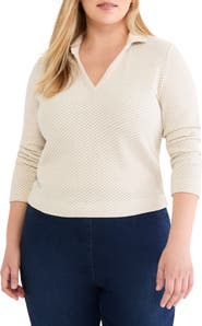 NIC+ZOE Textured Johnny Collar Long Sleeve Shirt