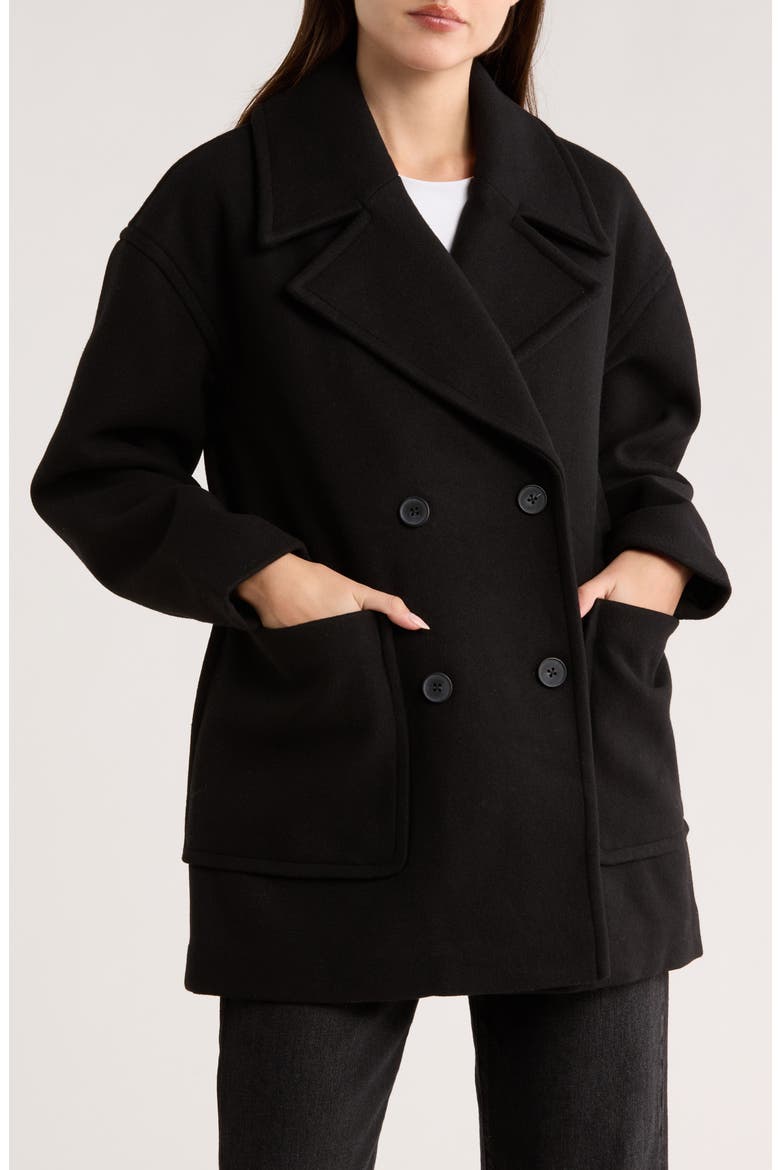 Oversize Boxy Double Breasted Coat, Main, color, BLACK