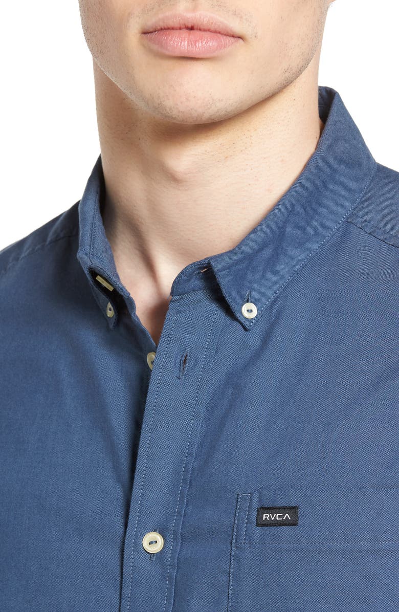 RVCA That'll Do Short Sleeve Slim Fit Oxford Shirt, Alternate, color,