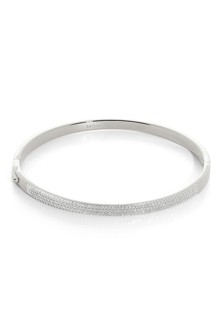 Essential Pavé Diamond Bangle, Alternate, color, STERLING SILVER