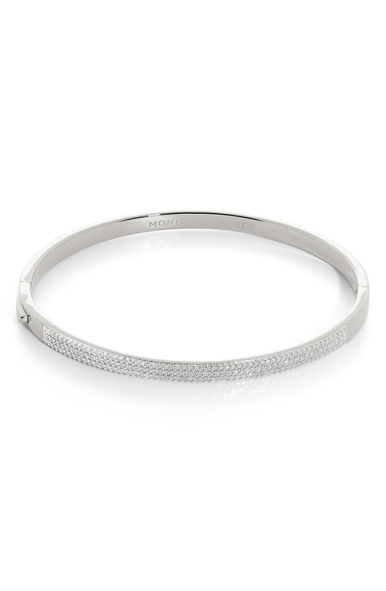 Monica Vinader Essential Pavé Diamond Bangle, Alternate, color, Sterling Silver