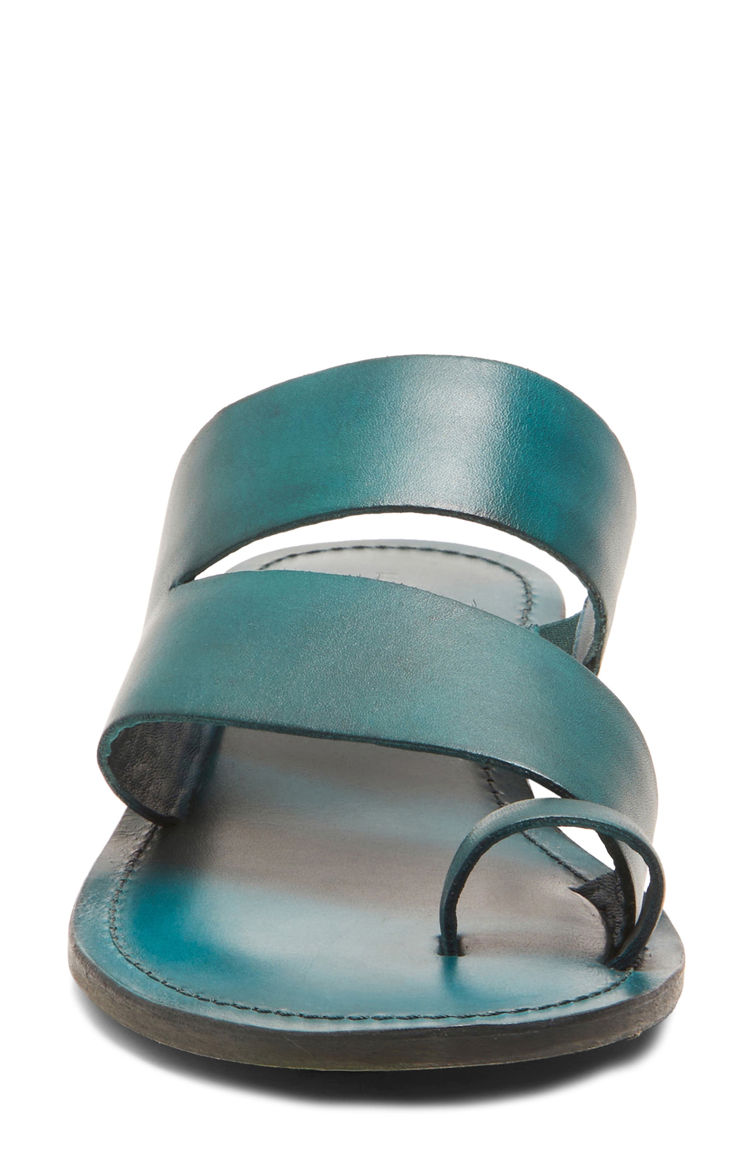 Abilene Toe Loop Sandal, Alternate, color, EMERALD TIDE LEATHER