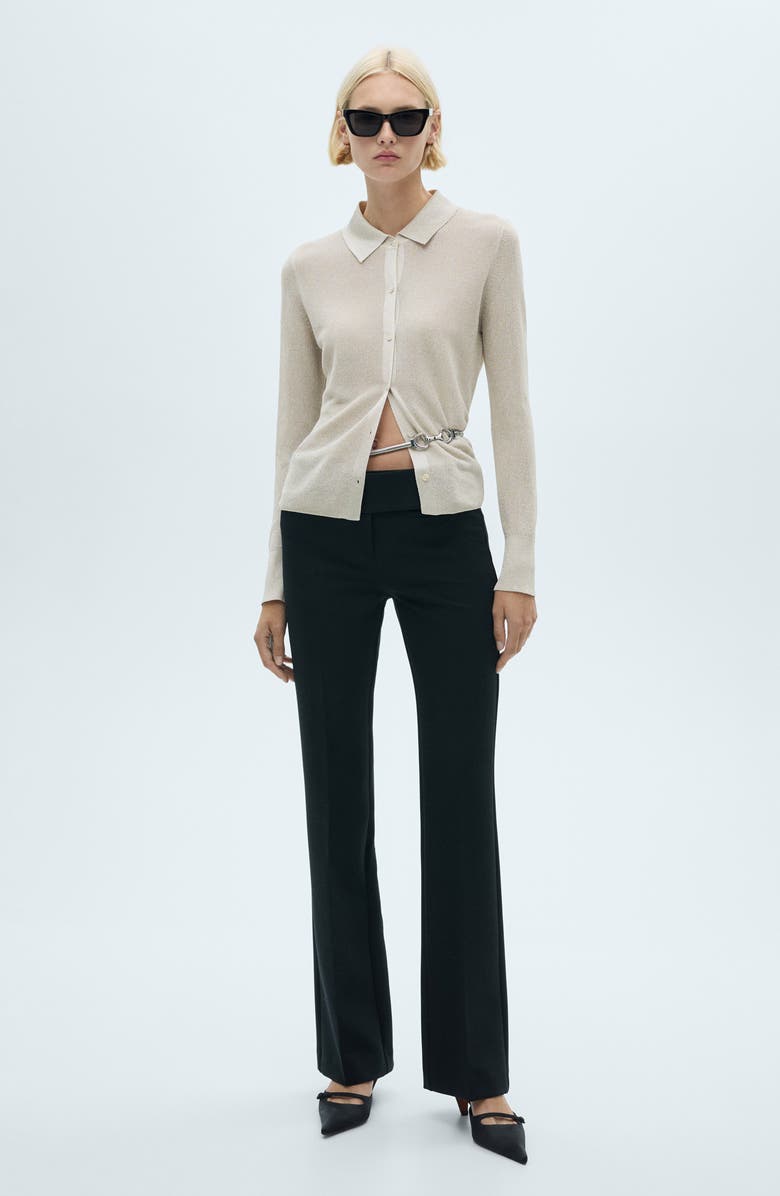 MANGO Metallic Button-Up Shirt, Alternate, color,