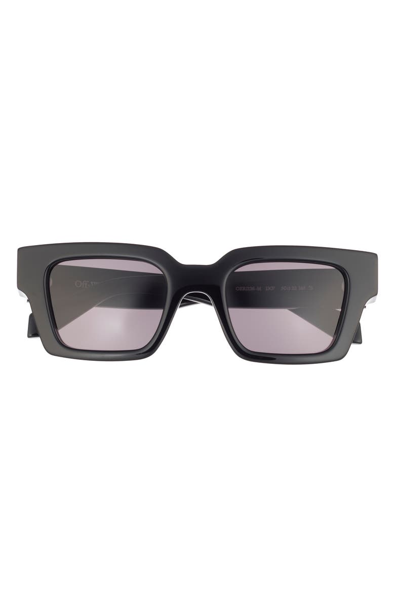 Off-White 50mm Virgil Square Sunglasses, Main, color, Black/Logo Black - Dark Grey