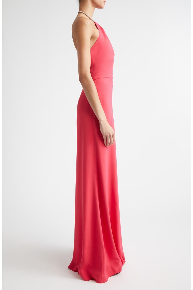 Fluid Stretch Crepe Halter Neck Gown, Alternate, color, CHERRY PINK