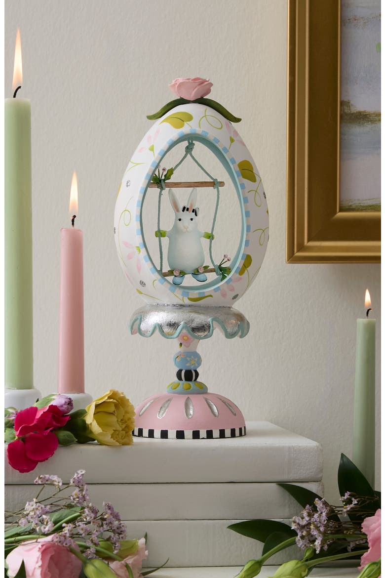 Patience Brewster Rabit Pedestal Egg Figurine, Alternate, color, WHITE