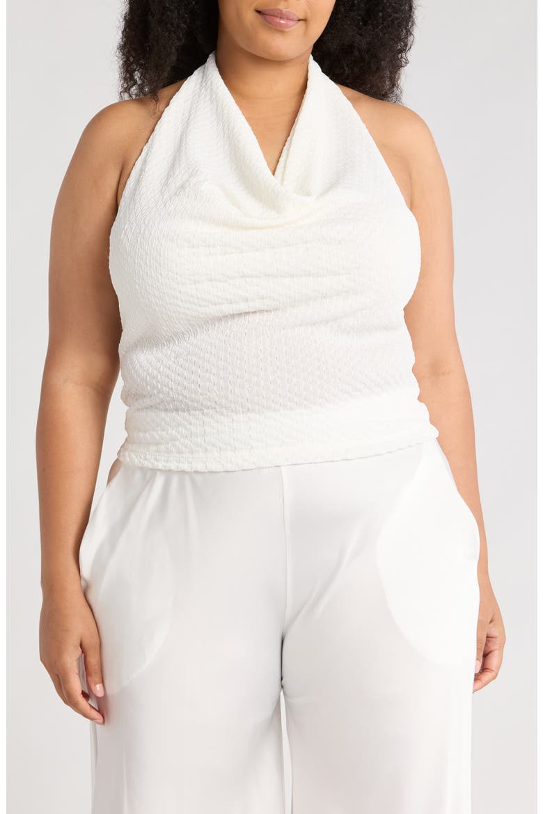 Textured Knit Halter Top, Main, color, WHITE