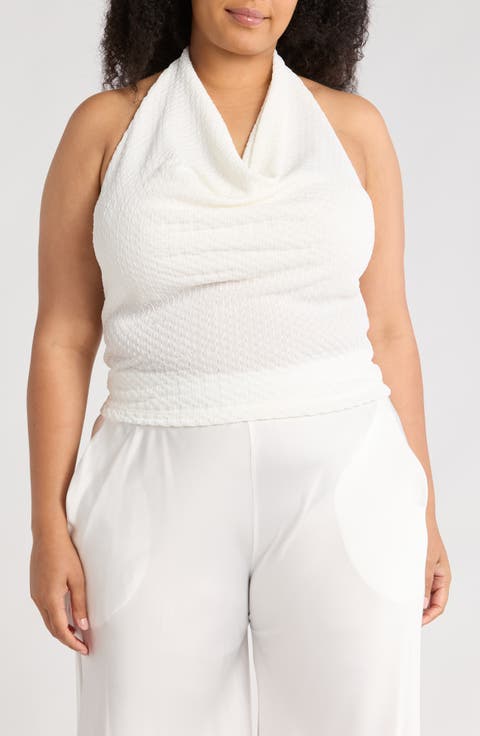 Textured Knit Halter Top (Plus)