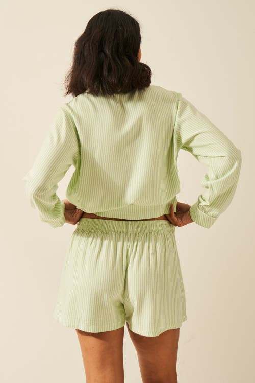 Stripe & Stare Ecovero Pyjama Shorts In Green