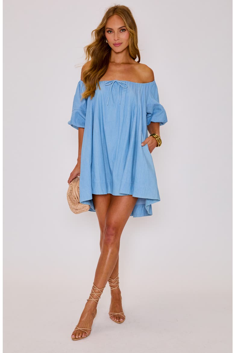 Annabella Denim Minidress, Alternate, color, DENIM