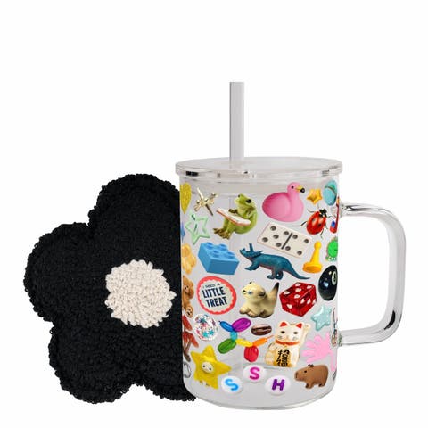 Trinket Core Glass Mug & Daisy Mug Rug Bundle