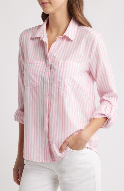 BEACHLUNCHLOUNGE BEACHLUNCHLOUNGE STRIPE COTTON & MODAL BUTTON-UP SHIRT