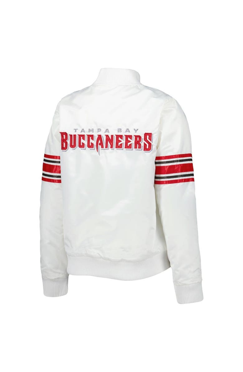 STARTER Women's Starter White Tampa Bay Buccaneers Line Up Satin Full-Snap Varsity Jacket, Alternate, color, White
