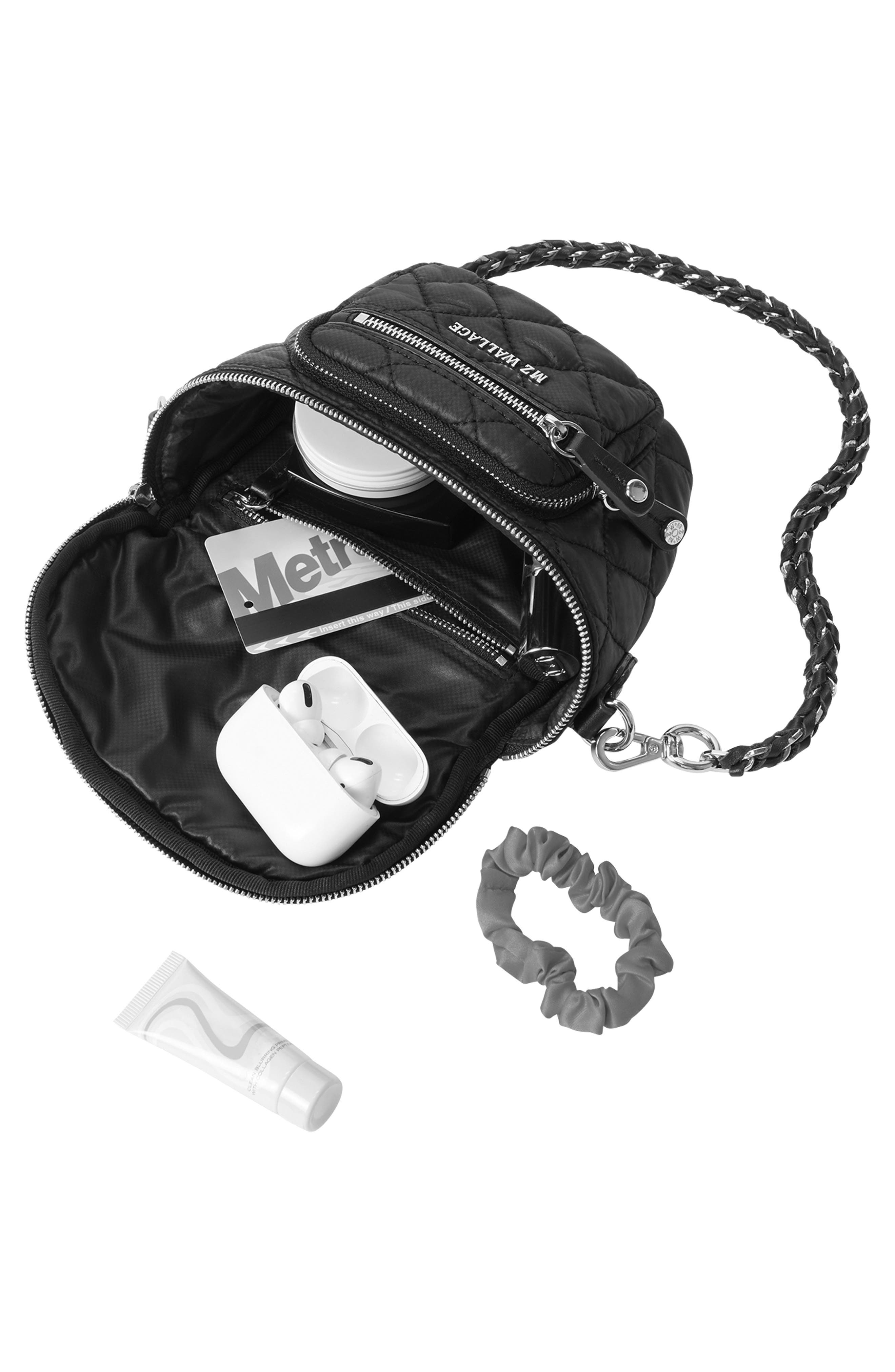 MZ Wallace Micro Crosby Diamond Quilted Nylon Sling Bag, Alternate, color, Black