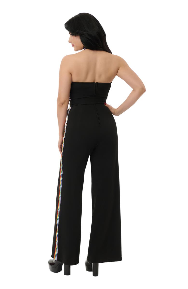 Smak Parlour Sashed Sleeveless Halter Glamour Goddess Jumpsuit, Alternate, color, Black