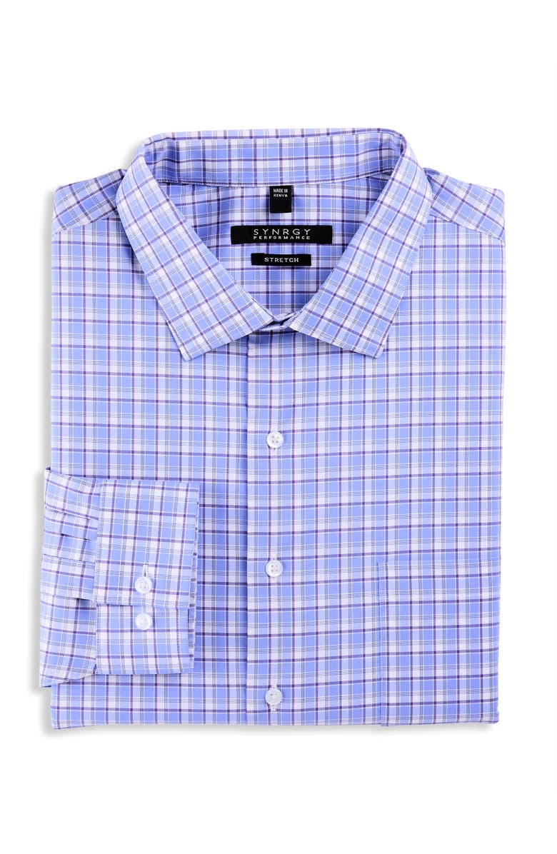 Synrgy by DXL Plaid Dress Shirt, Main, color, Blue